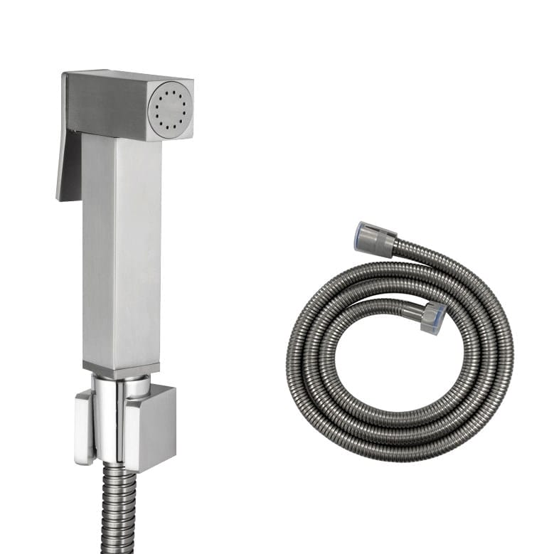 Brushed Nickel Toilet Bidet Spray Kit with Stainless Steel Hose