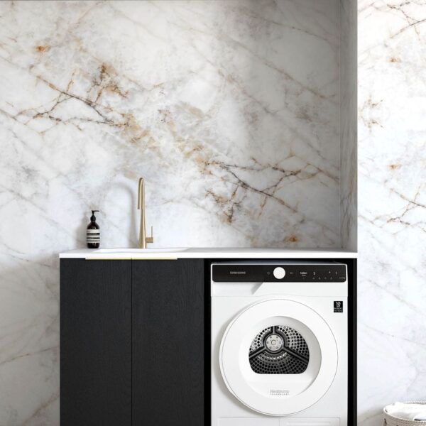 Byron/Bondi Black Oak Base Laundry Cabinet with Stone Top and Sink 1300x600x900