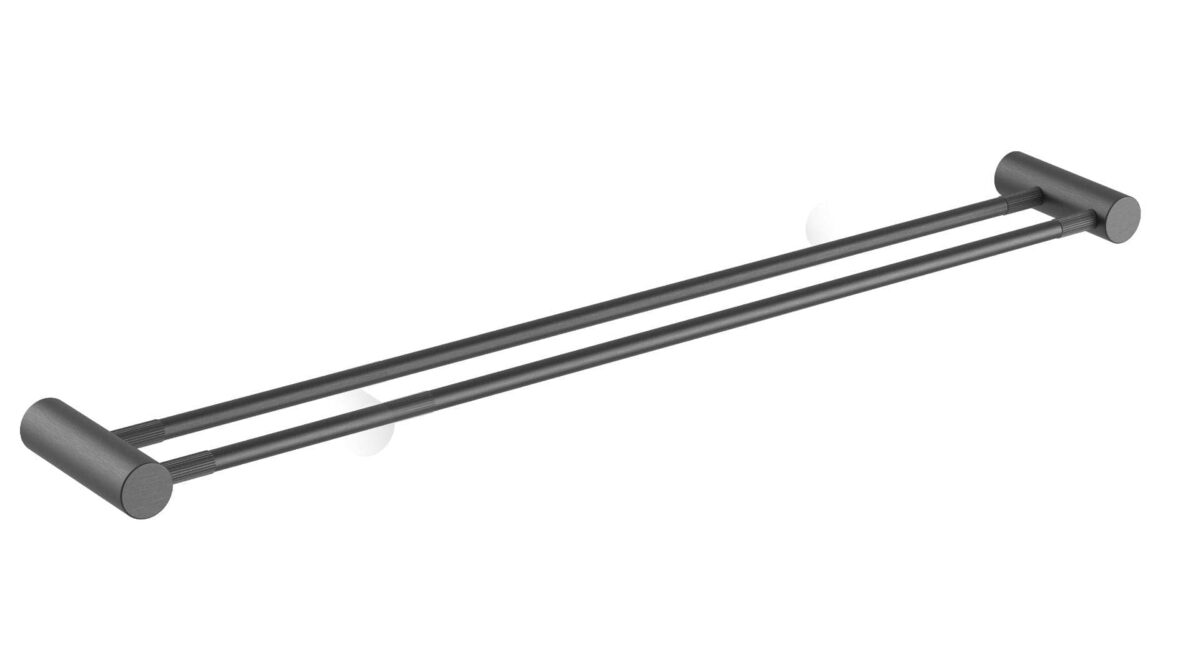 CADDENCE Brushed Gun Metal Grey Double Towel Rail - 800mm | BUGM9002.8.TR