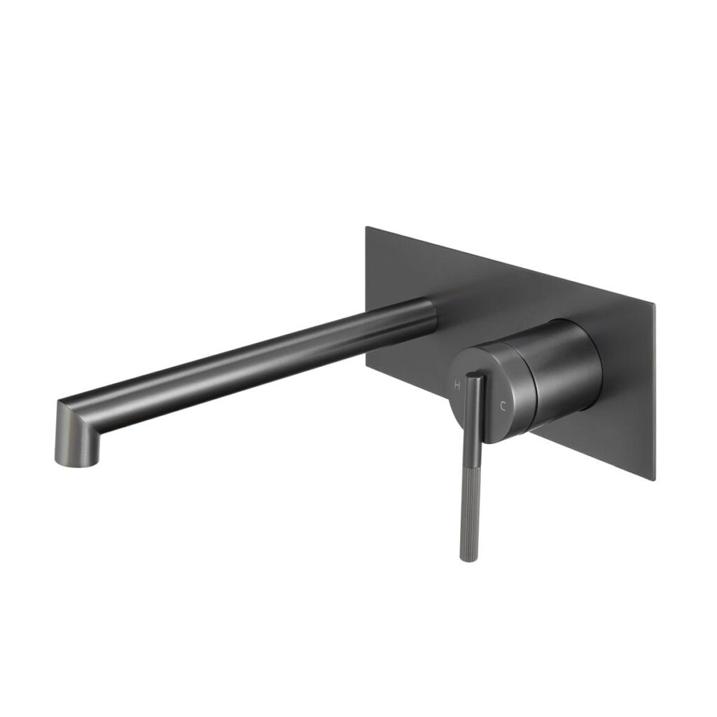 CADDENCE Brushed Gun Metal Grey Wall Mixer with Spout | BUGM0243.BM