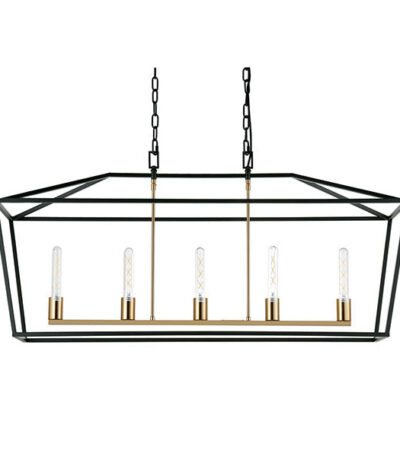 Café Lighting Le Mans Long ES 5 Light Pendant Black