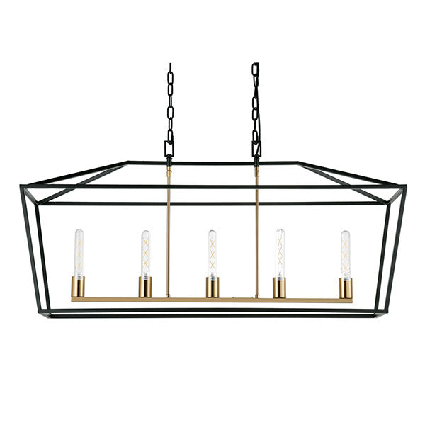 Café Lighting Le Mans Long ES 5 Light Pendant Black