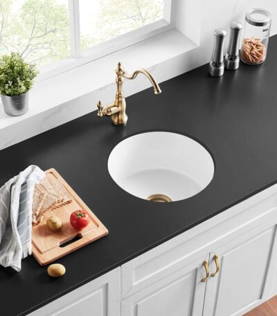 Camden Fireclay Round Top/undermount Single Bowl Sink - Gloss White - 470x228mm | FCSR470GW