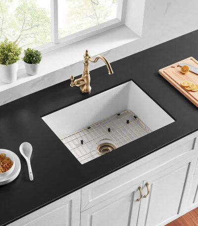 Camden Fireclay Top/undermount Single Bowl Sink - Gloss White - 677x470x254mm | FCS677GW