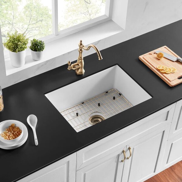 Camden Fireclay Top/undermount Single Bowl Sink - Gloss White - 810x480x254mm | FCS810GW