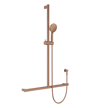 Care Inverted T Rail Shower, Brushed Copper