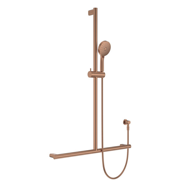 Care Inverted T Rail Shower, Brushed Copper