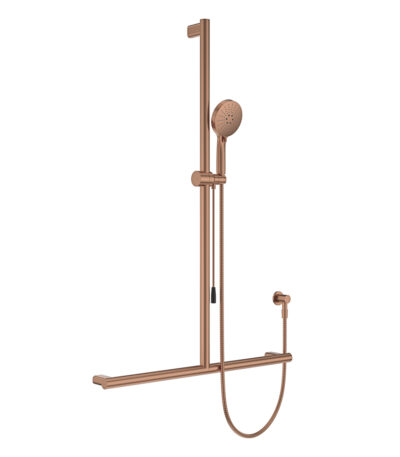 Care Inverted T Rail Shower with Push/Pull Slider, Brushed Copper