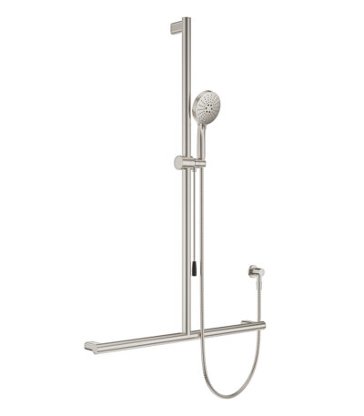 Care Inverted T Rail Shower with Push/Pull Slider, Brushed Nickel