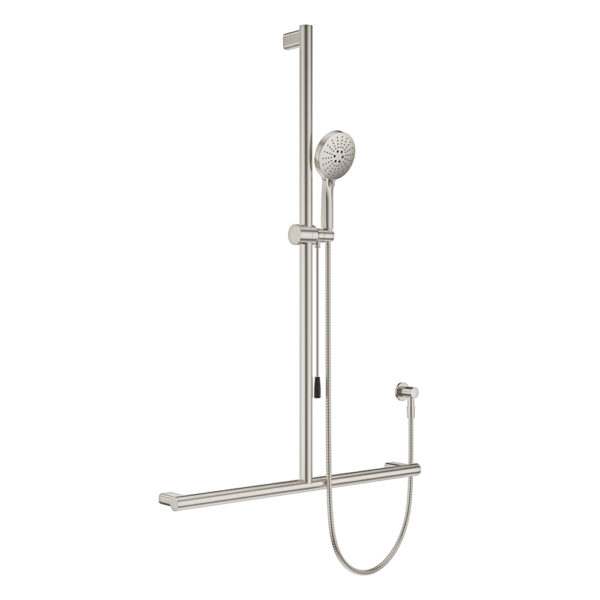 Care Inverted T Rail Shower with Push/Pull Slider, Brushed Nickel