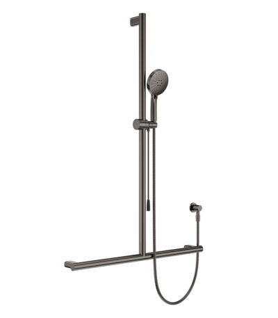 Care Inverted T Rail Shower with Push/Pull Slider, Gun Metal