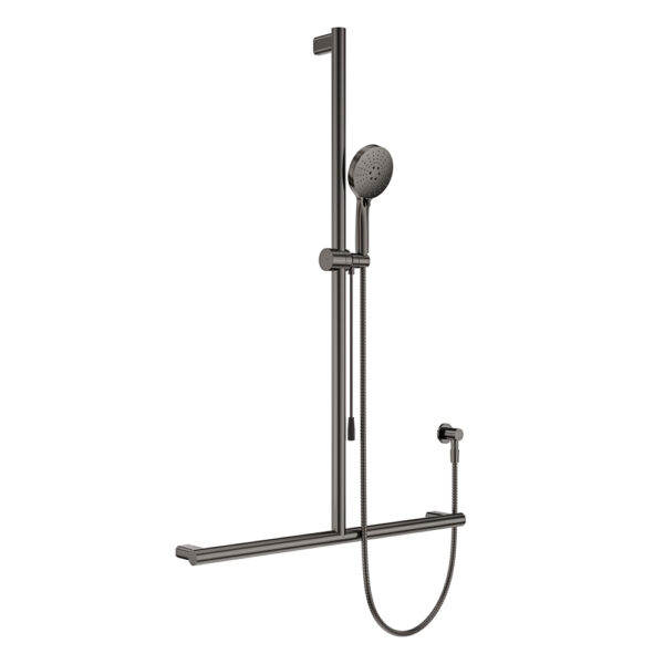 Care Inverted T Rail Shower with Push/Pull Slider, Gun Metal