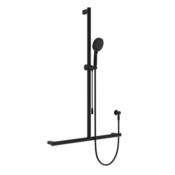 Care Inverted T Rail Shower with Push/Pull Slider, Matte Black