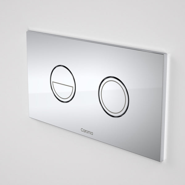 Caroma Invisi Series II Round Dual Flush Metal Plate & Buttons Neutral