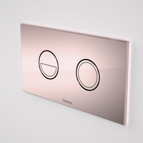 Caroma Invisi Series II Round Dual Flush Metal Plate & Buttons Metallic Rose Gold