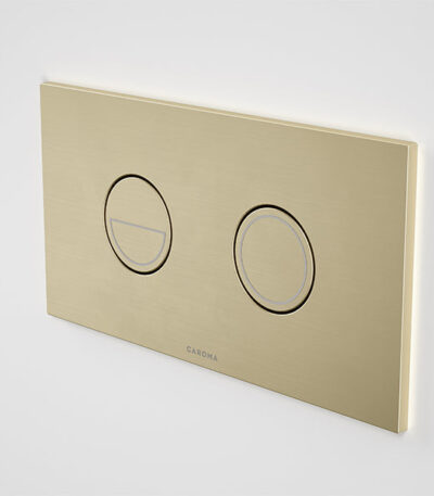 Caroma Invisi Series II Round Dual Flush Plate & Buttons Brushed Brass