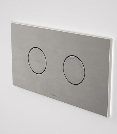 Caroma Invisi Series II Round Dual Flush Plate & Buttons Brushed Nickel