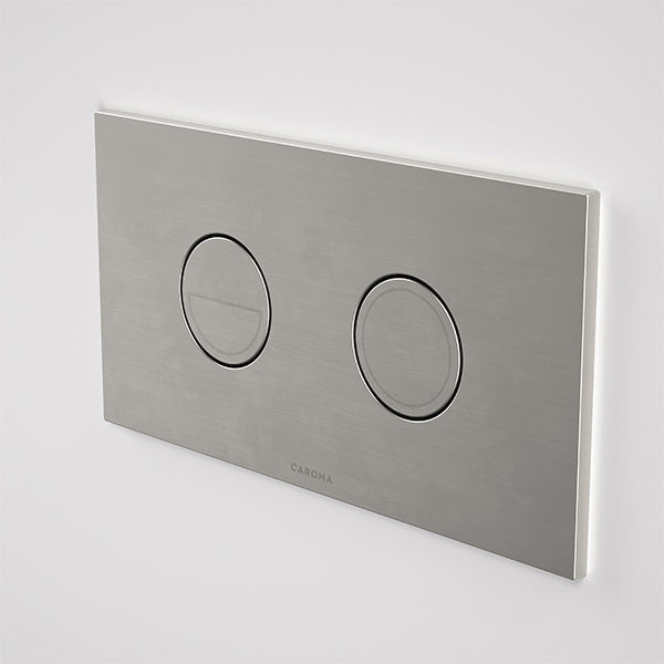 Caroma Invisi Series II Round Dual Flush Plate & Buttons Brushed Nickel