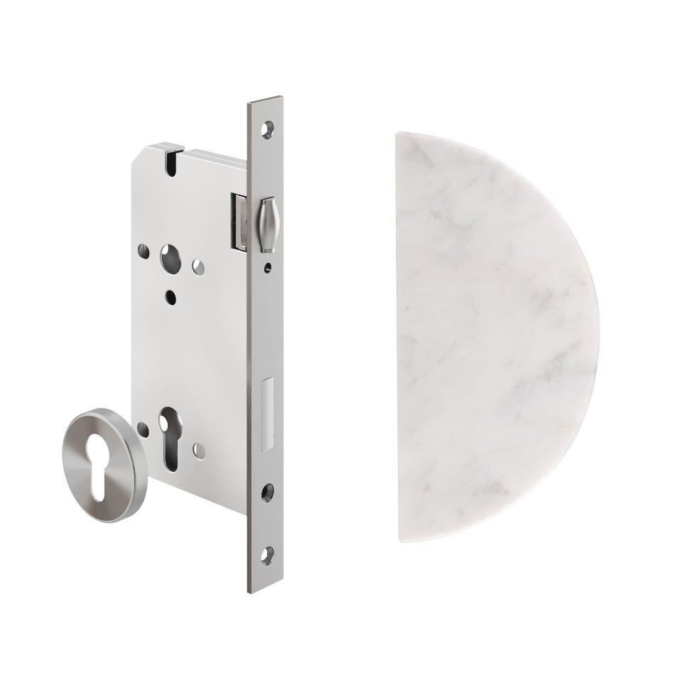Carrara Half Moon Entry Door Pull & Lock Set