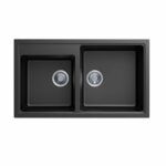 Carysil Black Double Bowl Granite Kitchen Sink Top/Flush/Under Mount - 860x500x205mm | TWMN-200