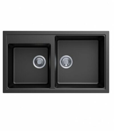Carysil Black Double Bowl Granite Kitchen Sink Top/Flush/Under Mount - 860x500x205mm | TWMN-200