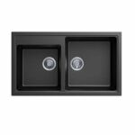 Carysil Black Double Bowl Granite Kitchen Sink Top/Flush/Under Mount - 860x500x205mm | TWMN-200