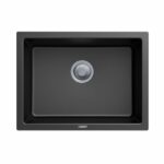 Carysil Black Single Big Bowl Granite Kitchen/Laundry Sink Top/Flush/Under Mount - 610x457x205mm | TWM6145