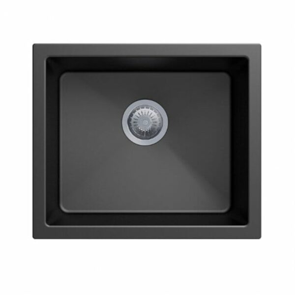 Carysil Black Single Bowl Granite Kitchen/Laundry Sink Top/Flush/Under Mount - 533x457x205mm | TWM-S