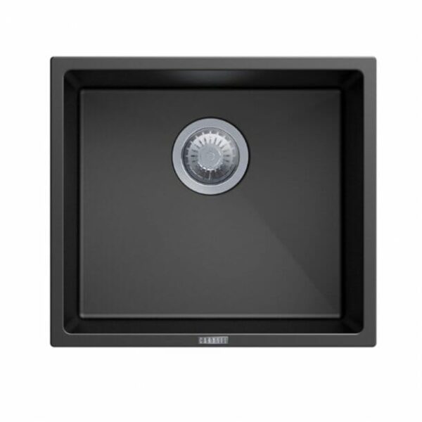 Carysil Black Single Bowl Granite Stone Kitchen/Laundry Sink Top/Flush/Under Mount - 457x406x200mm | TWM-MS