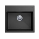 Carysil Black Single Bowl Granite Top/Flush/Under Mount Kitchen/Laundry Sink - 560x510x200mm | TWM-560FE