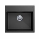 Carysil Black Single Bowl Granite Top/Flush/Under Mount Kitchen/Laundry Sink - 560x510x200mm | TWM-560FE