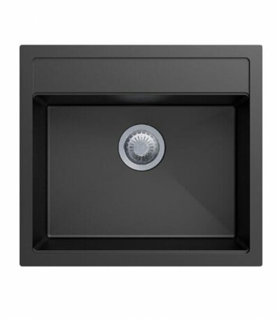 Carysil Black Single Bowl Granite Top/Flush/Under Mount Kitchen/Laundry Sink - 560x510x200mm | TWM-560FE