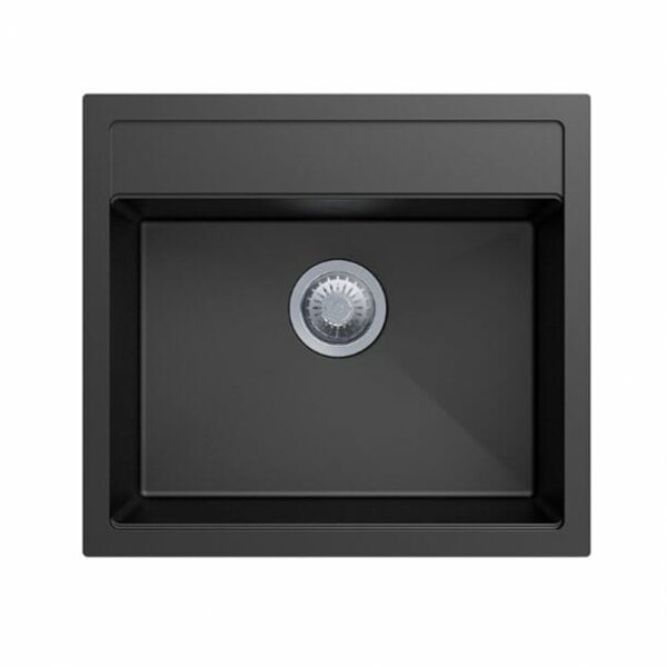 Carysil Black Single Bowl Granite Top/Flush/Under Mount Kitchen/Laundry Sink - 560x510x200mm | TWM-560FE