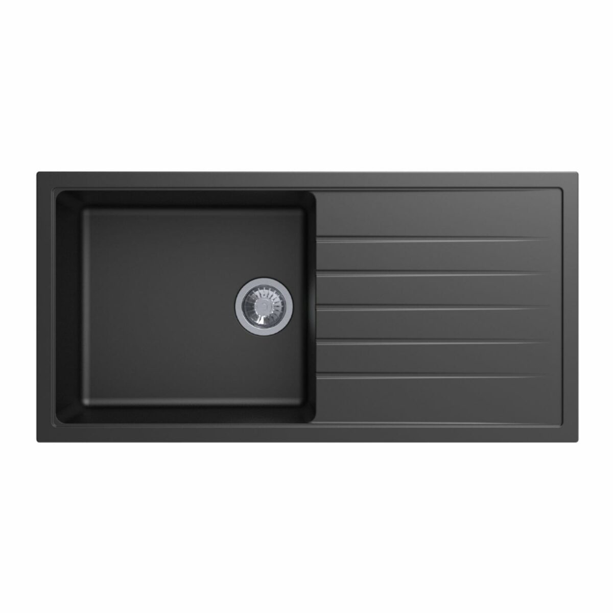 Carysil Black Single Bowl With Drainer Board Granite Kitchen Sink Top/Flush/Under Mount - 1000x500x220mm | TWMD-100L