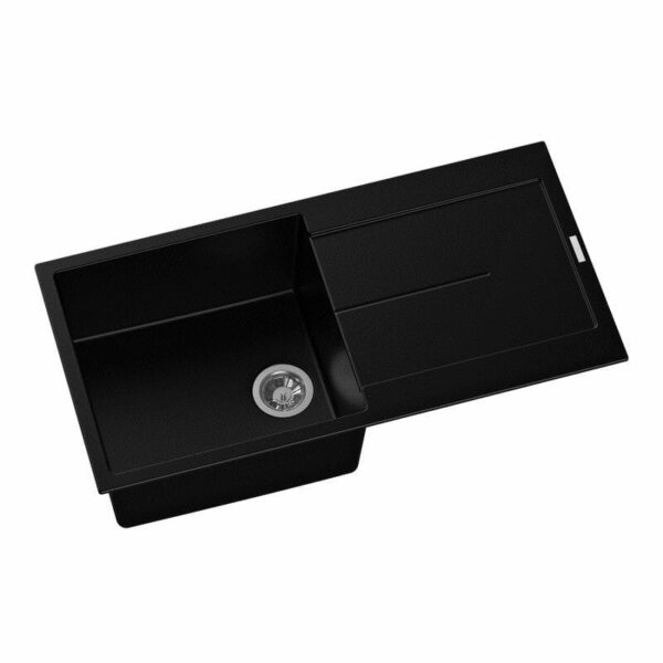 Carysil Black Single Bowl With Drainer Board Granite Kitchen Sink Top Mount - 1000x500x200mm | TWM-ED100L