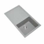 Carysil Concrete Grey Single Bowl With Drainer Board Granite Kitchen Sink Top/Flush/Under Mount - 860x500x205mm | TWMD-100G