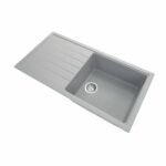 Carysil Concrete Grey Single Bowl With Drainer Board Granite Kitchen Sink Top/Flush/Under Mount - 1000x500x220mm | TWMD-100LG
