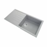 Carysil Concrete Grey Single Bowl With Drainer Board Granite Kitchen Sink Top/Flush/Under Mount - 1000x500x220mm | TWMD-100LG