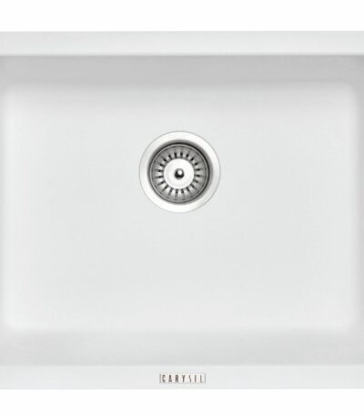 Carysil White Single Big Bowl Granite Kitchen/Laundry Sink Top/Flush/Under Mount - 610x457x205mm | TWM6145-W