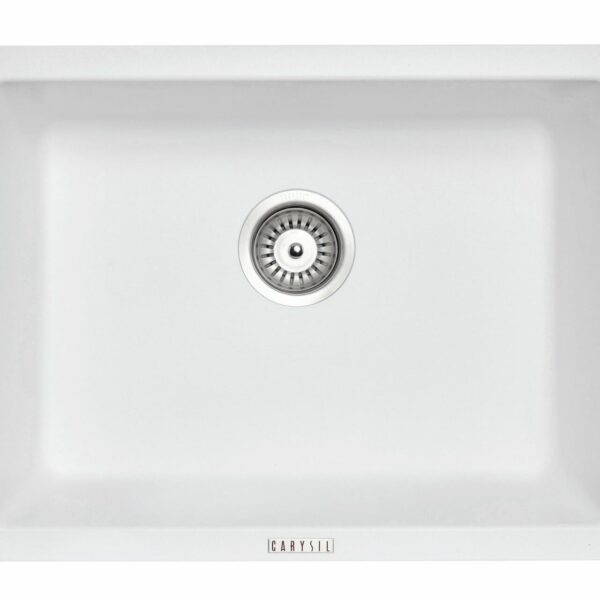Carysil White Single Big Bowl Granite Kitchen/Laundry Sink Top/Flush/Under Mount - 610x457x205mm | TWM6145-W