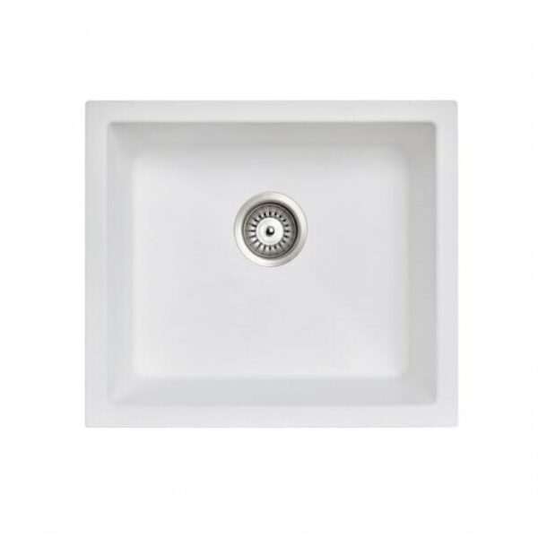 Carysil White Single Bowl Granite Kitchen/Laundry Sink Top/Flush/Under Mount - 533x457x205mm | TWM-SW