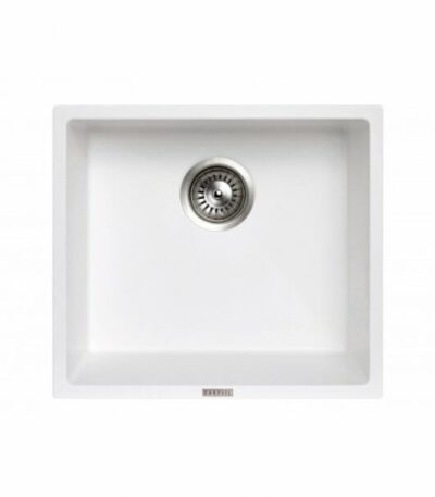 Carysil White Single Bowl Granite Stone Kitchen/Laundry Sink Top/Flush/Under Mount - 457x406x200mm | TWM-MSW