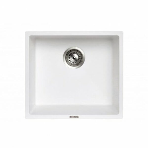Carysil White Single Bowl Granite Stone Kitchen/Laundry Sink Top/Flush/Under Mount - 457x406x200mm | TWM-MSW