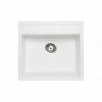 Carysil White Single Bowl Granite Top/Flush/Under Mount Kitchen/Laundry Sink - 560x510x200mm | TWM-560FEW