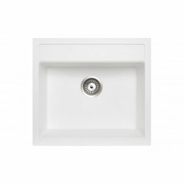 Carysil White Single Bowl Granite Top/Flush/Under Mount Kitchen/Laundry Sink - 560x510x200mm | TWM-560FEW