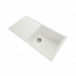 Carysil White Single Bowl With Drainer Board Granite Kitchen Sink Top/Flush/Under Mount - 1000x500x220mm | TWMD-100LW