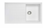 Carysil White Single Bowl With Drainer Board Granite Kitchen Sink Top/Flush/Under Mount - 860x500x205mm | TWMD-100W
