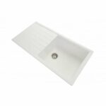 Carysil White Single Bowl With Drainer Board Granite Kitchen Sink Top/Flush/Under Mount - 1000x500x220mm | TWMD-100LW