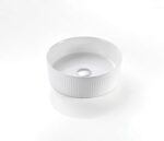 Cascade Fluted Arch Art Basin Above Counter Artificial Stone - Fluted - Matt White - Round - 410mm | CA410R-MW