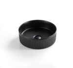 Cascade Fluted Arch Art Basin Above Counter Artificial Stone - Fluted - Matt Black - Round - 410mm | CA410R-MB
